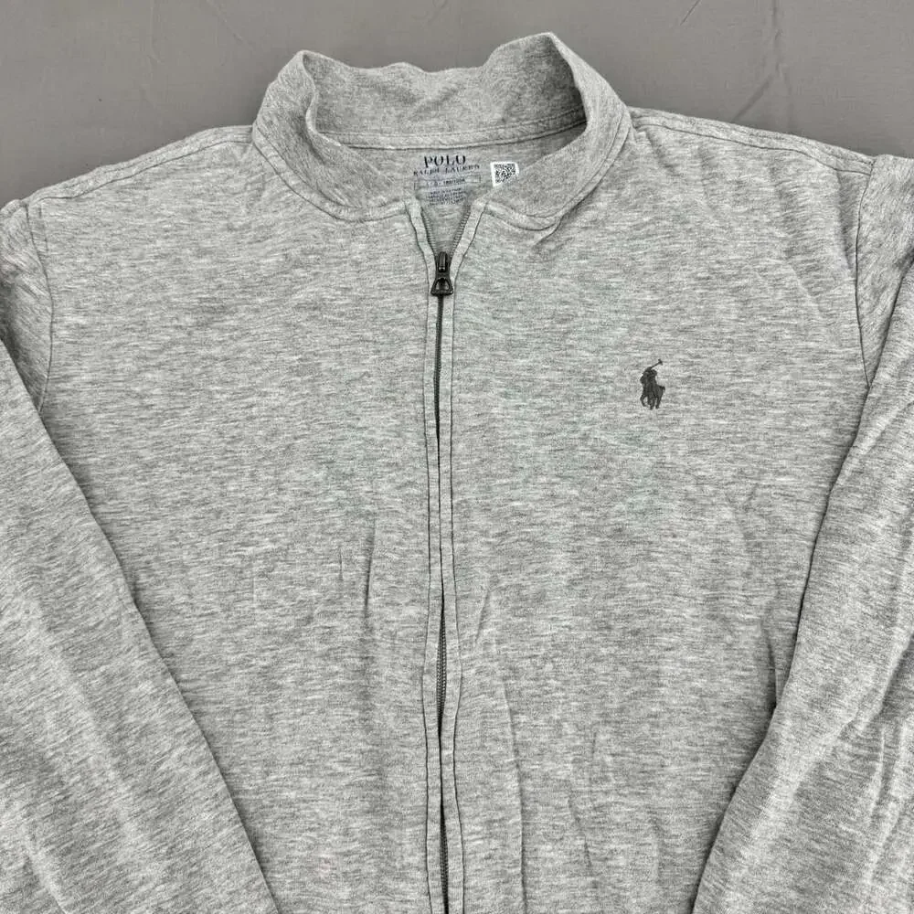 Polo Ralph Lauren Full Zip Sweatshirt Size L Gray Cotton Jacket